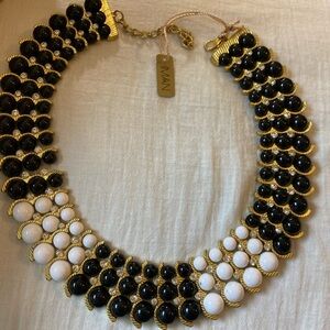 Iman Collar Cleopatra Egyptian Revival Designed‎ Black & White Beads Neck